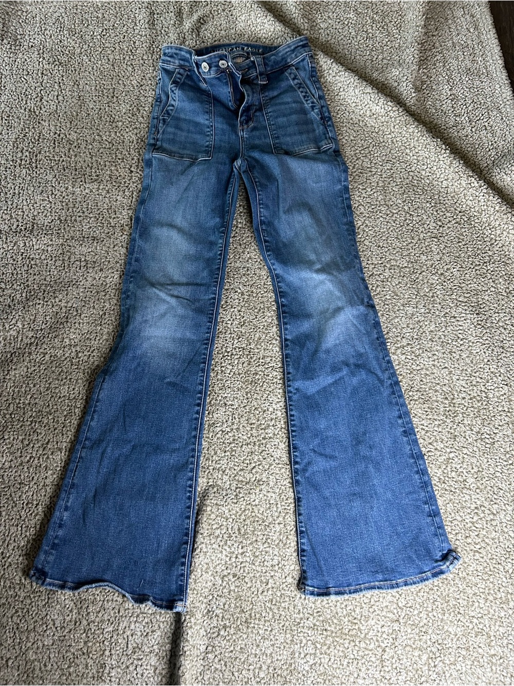 American Eagle Next Level Stretch Patch Pocket Flare Jeans Size 0